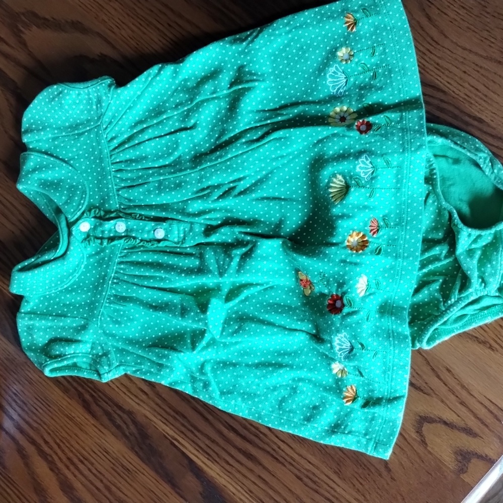 Carter's Green embroidered flower dress. 18 months